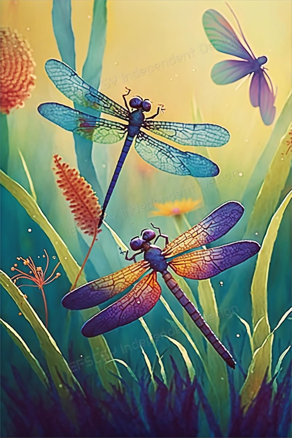 Amazon.com: Adorable Dragonfly Paradise Frameless Cartoon Oil